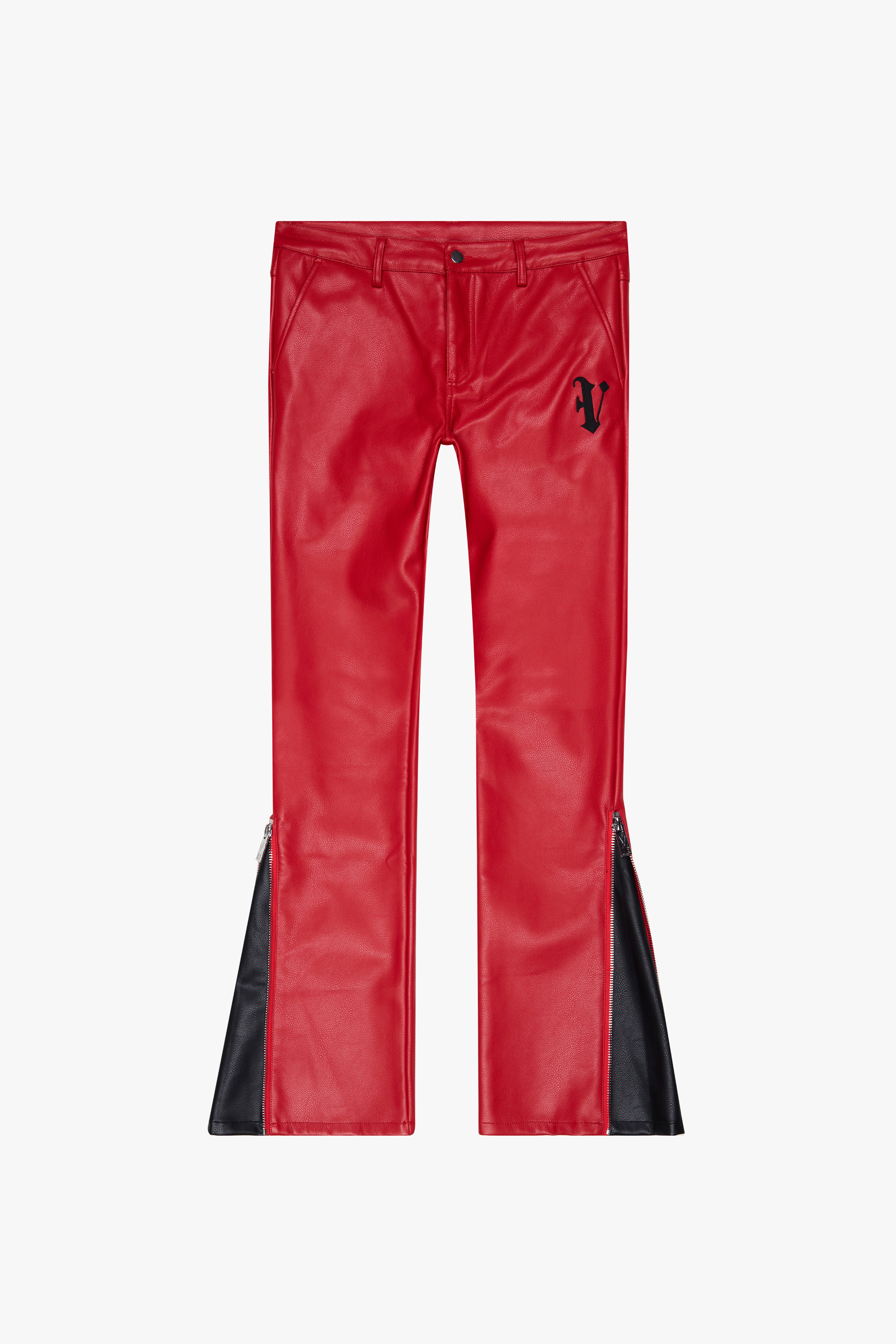 "CERNIERA” RED STACKED FLARE LEATHER