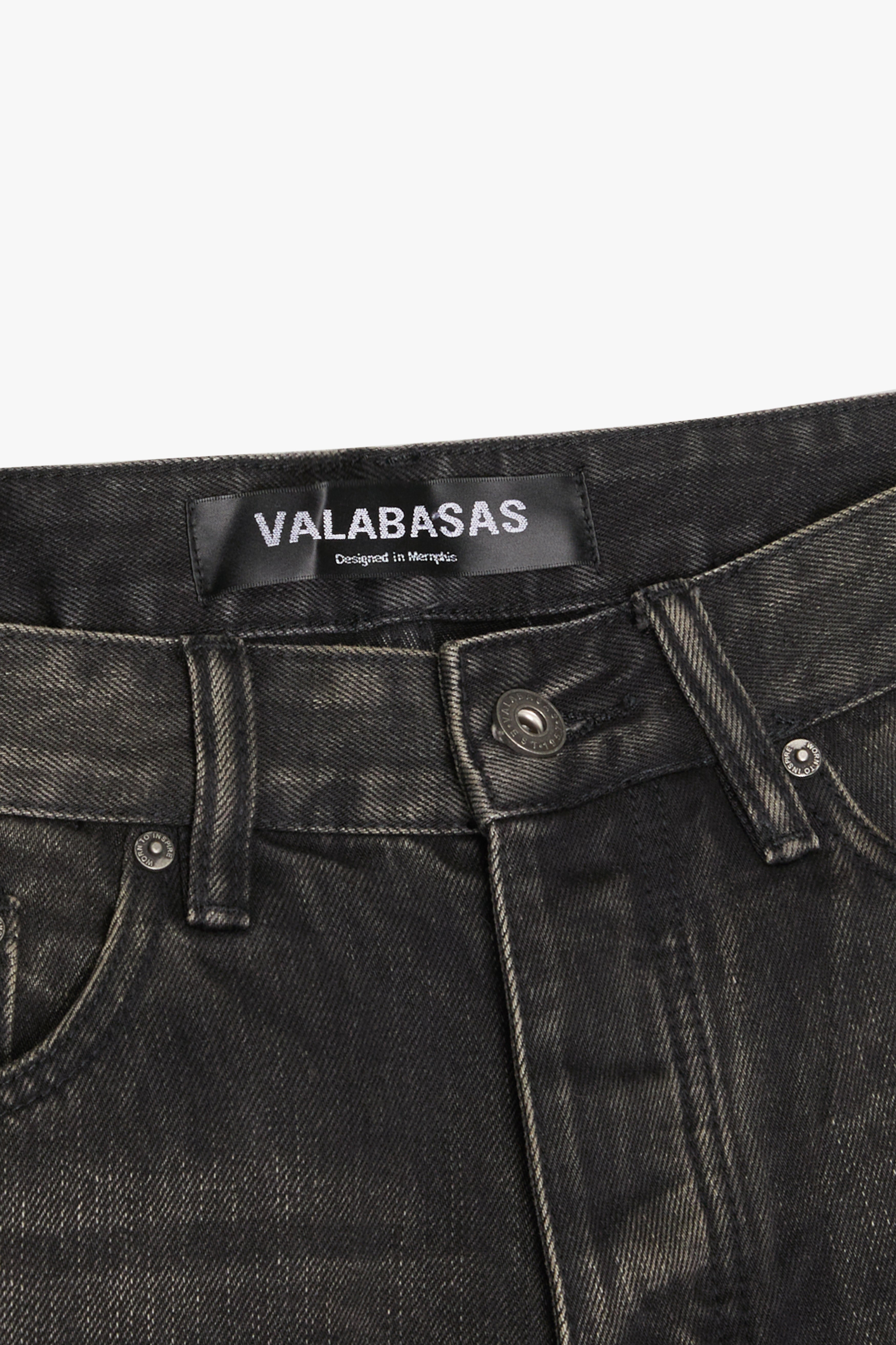 "CUTLASS" BLACK WASH DENIM CARGO SHORTS