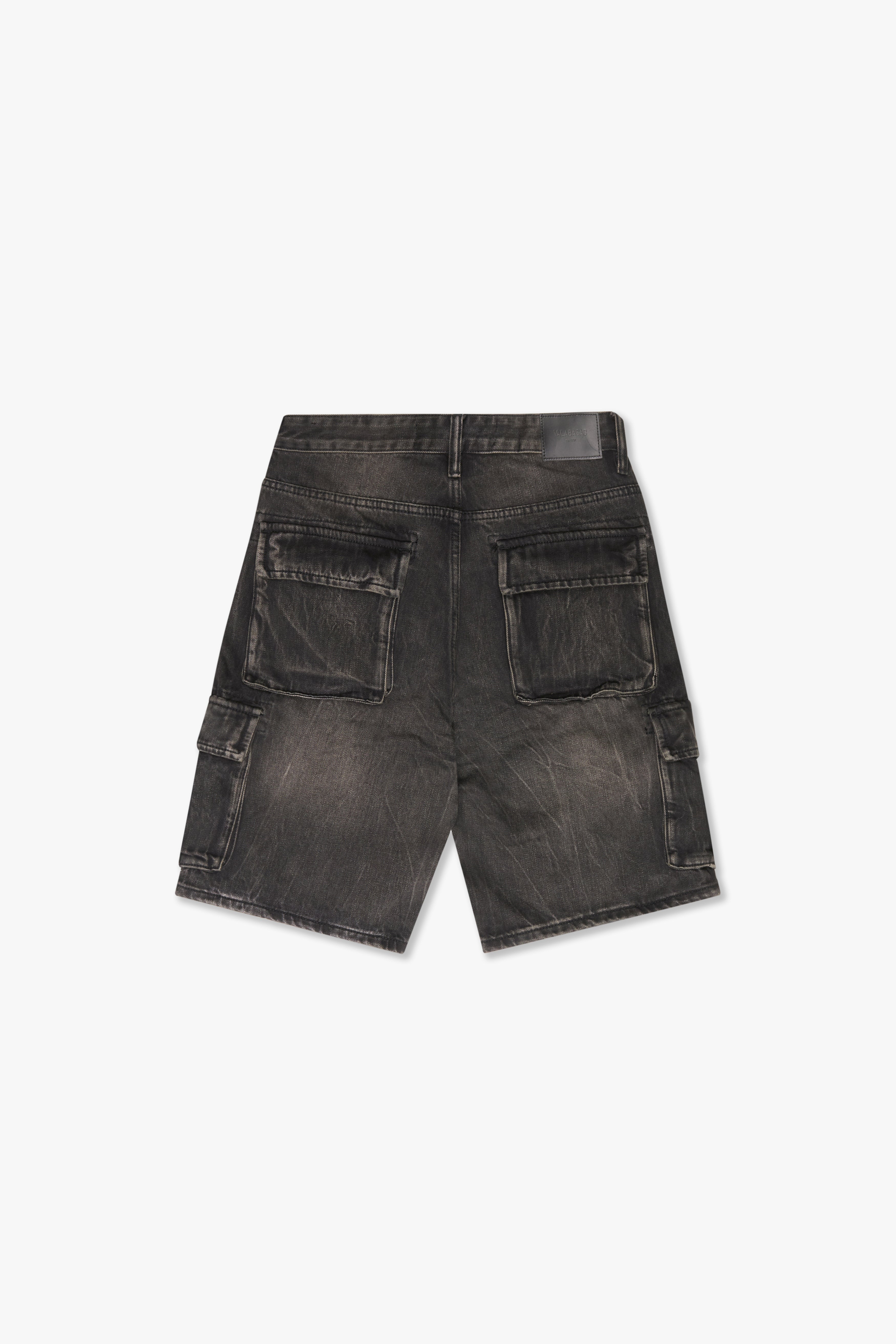 "CUTLASS" BLACK WASH DENIM CARGO SHORTS