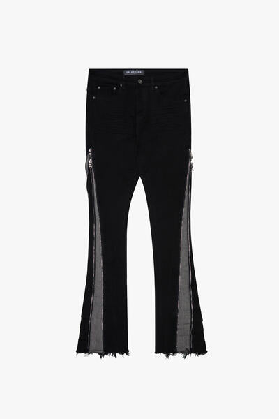 "ADAPT" BLACK V GREY STACKED FLARE JEAN