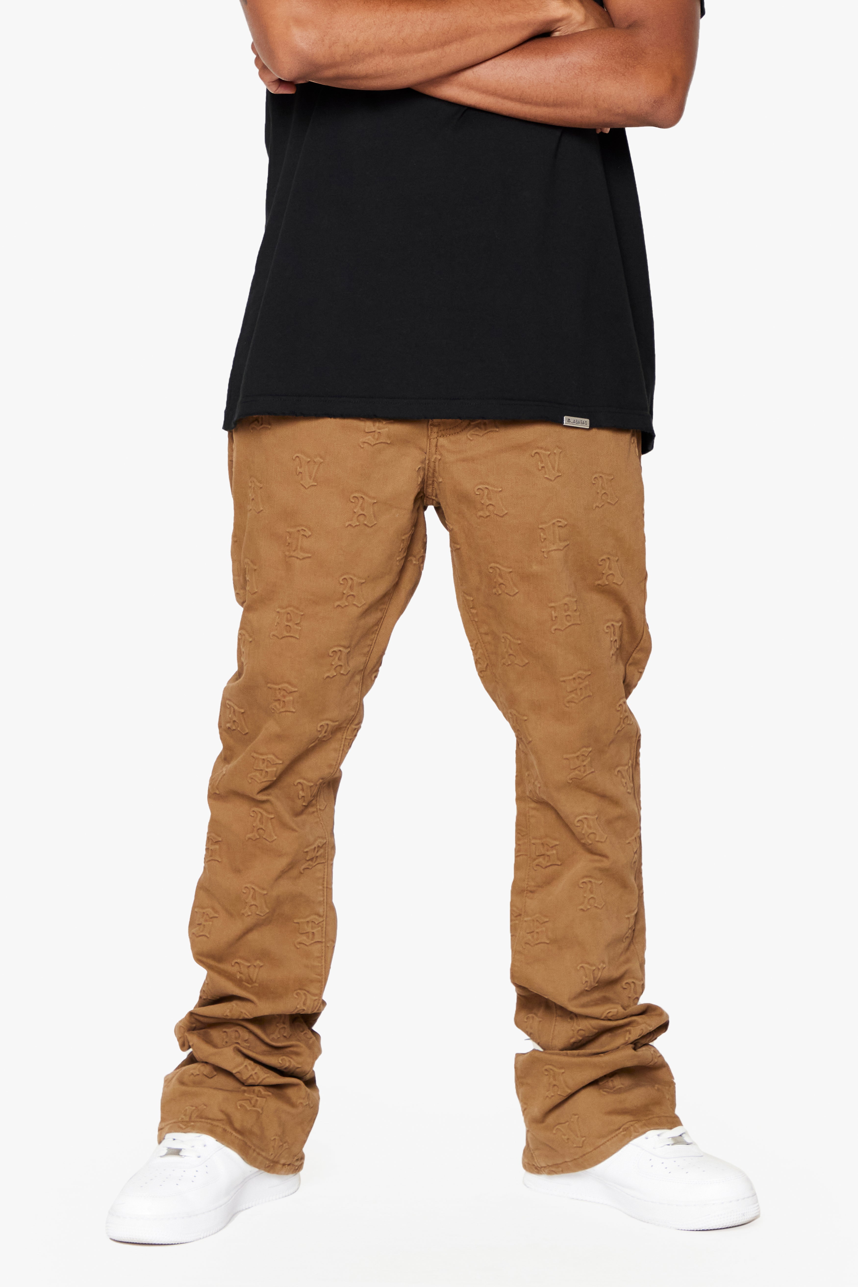 "FRITH” BROWN STACKED FLARE JEAN