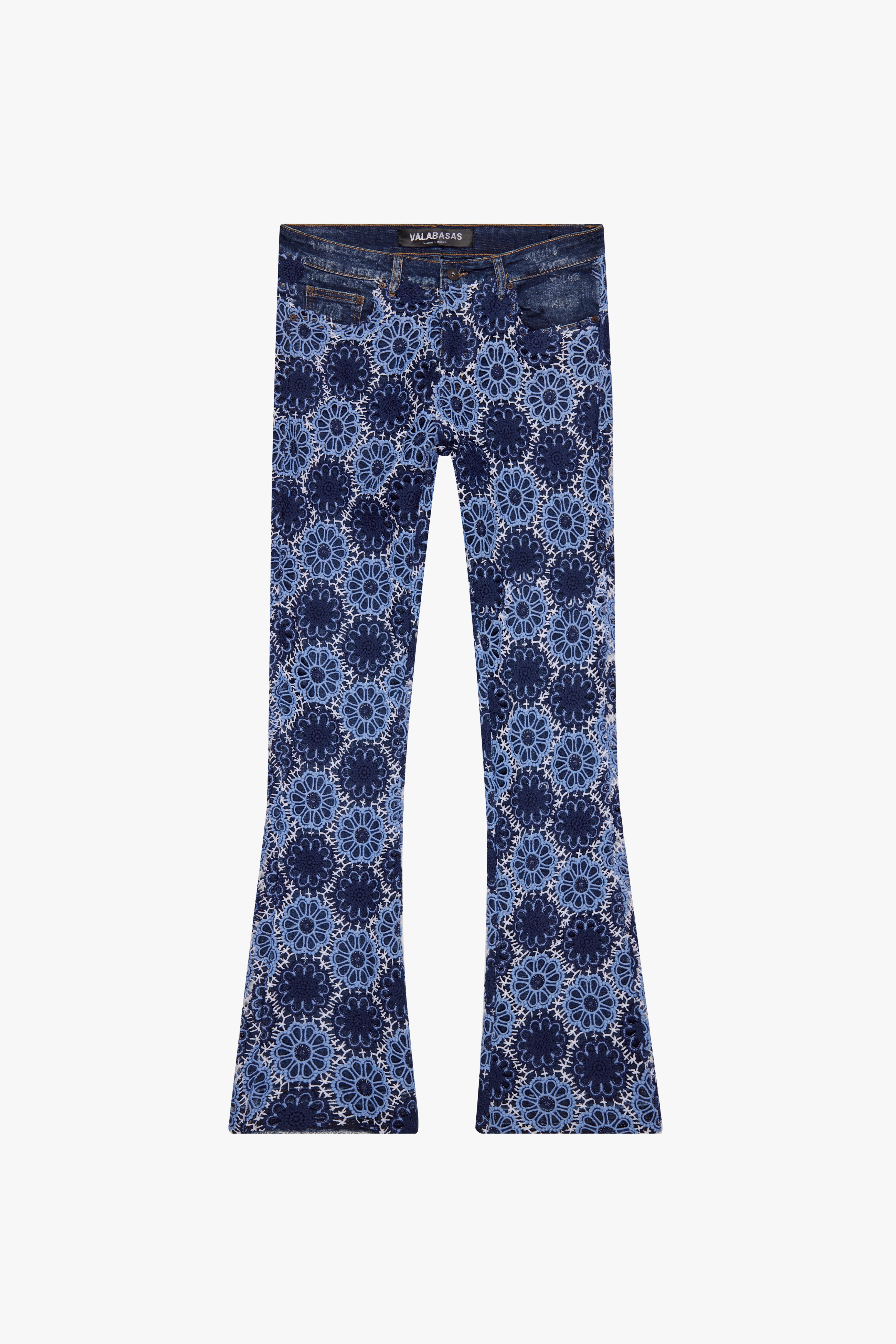"HONEYCOMB" SAPHIRE CASCADE STACKED FLARE JEAN
