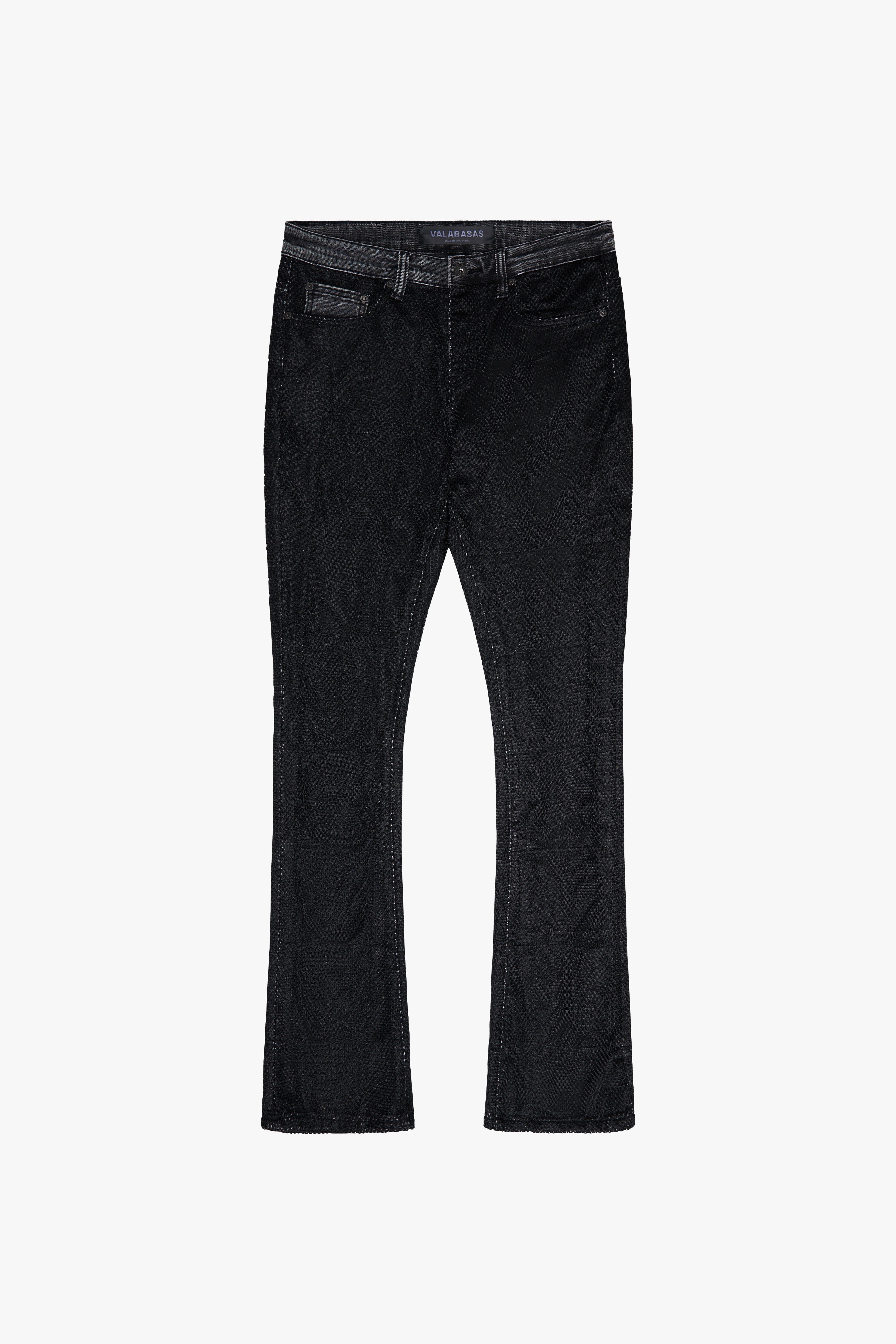 "AGENT” BLACK STACKED FLARE JEAN