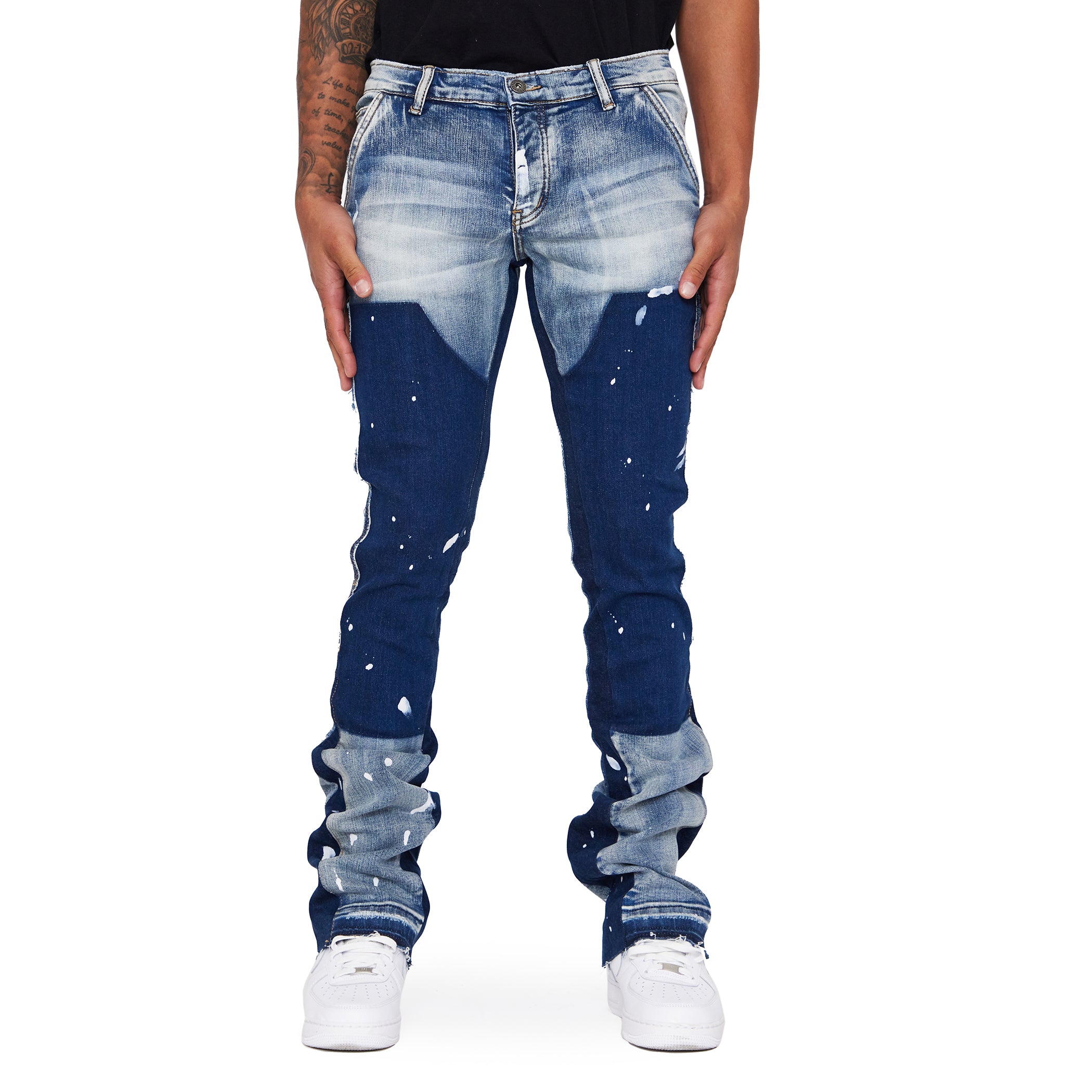 "ALPHA" BLUE BLACK STACKED FLARE