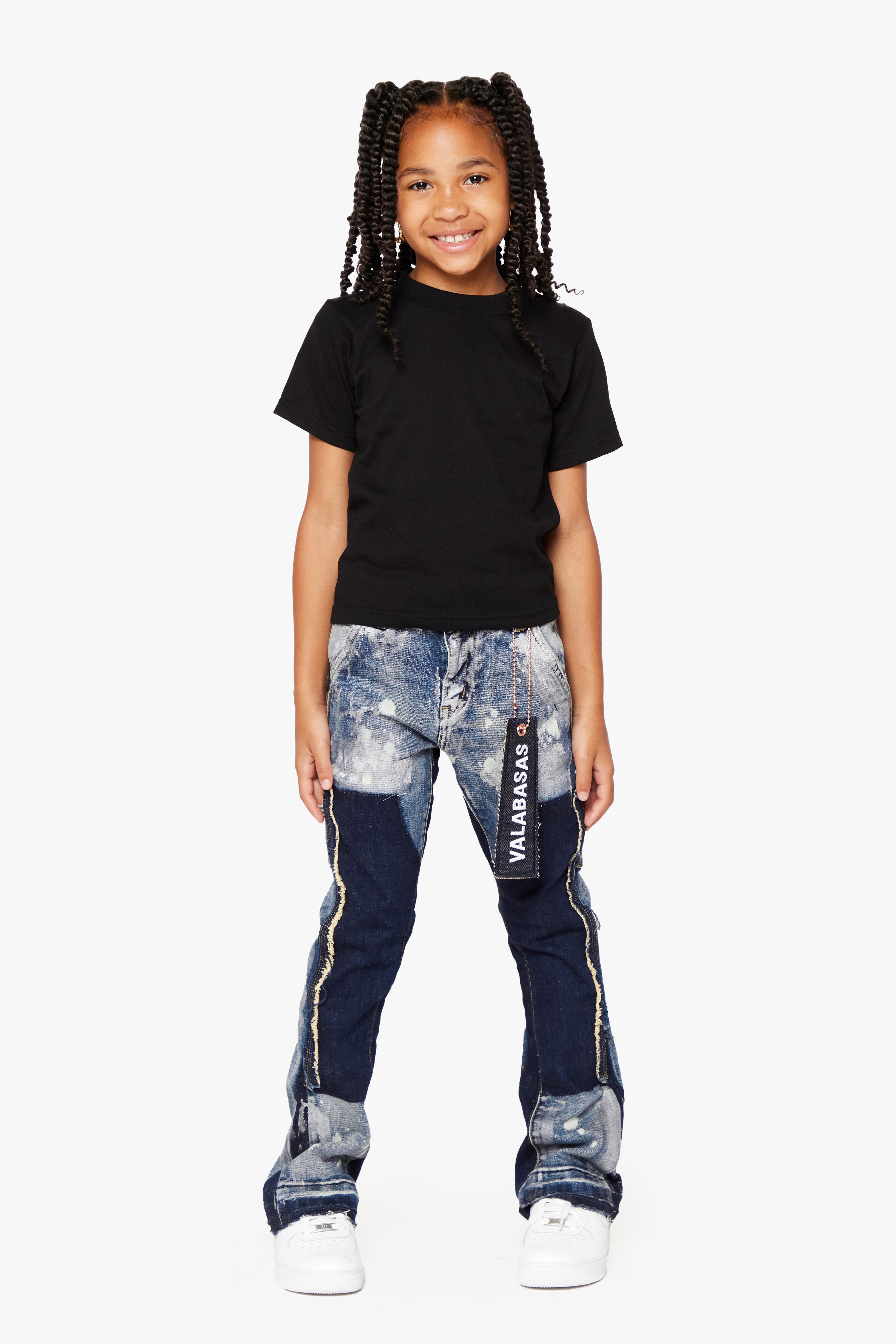 "ALPHA” KIDS STACKED FLARE BLUE BLACK