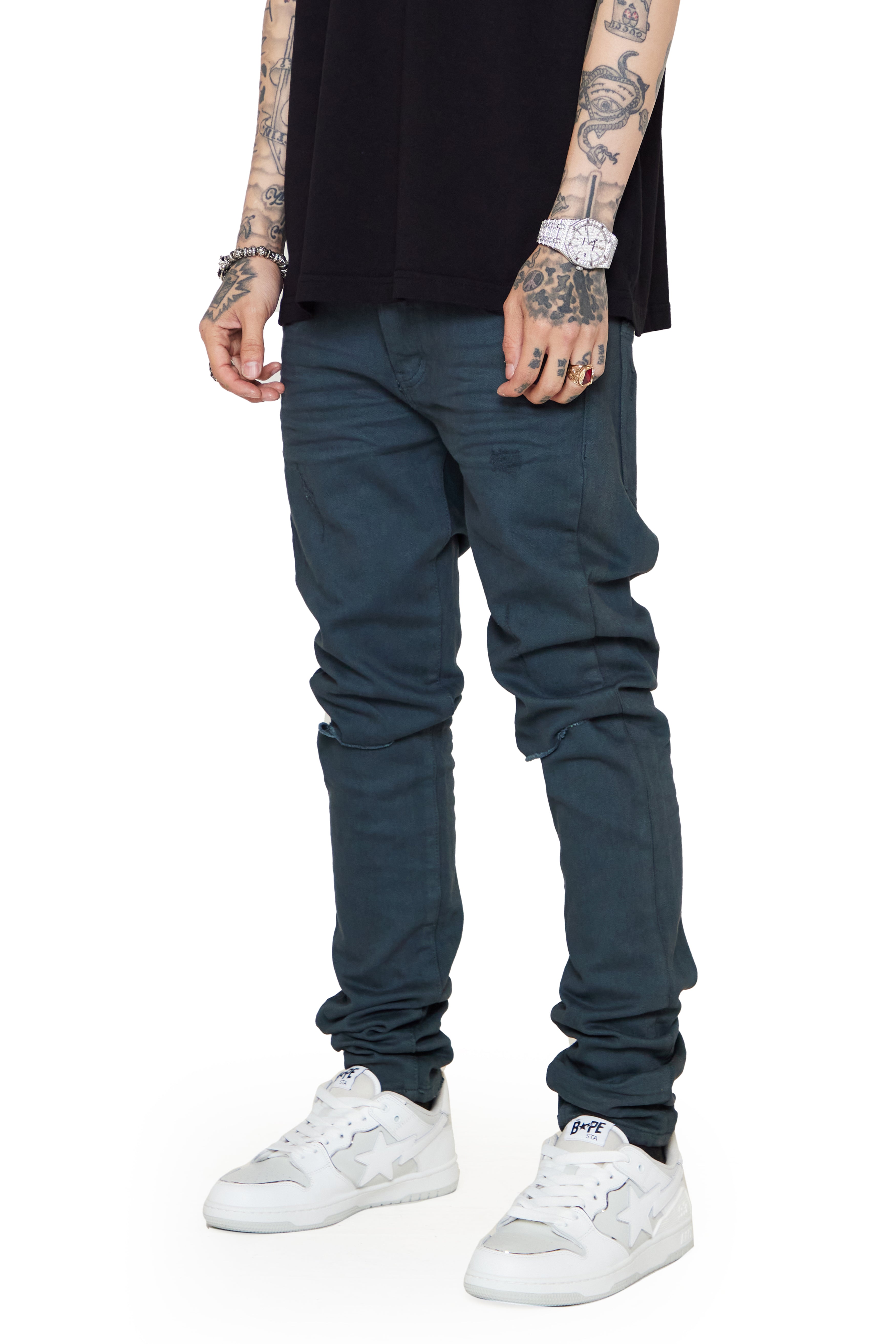 "MR CLEAN 2.0” VINTAGE OLIVE SKINNY JEAN