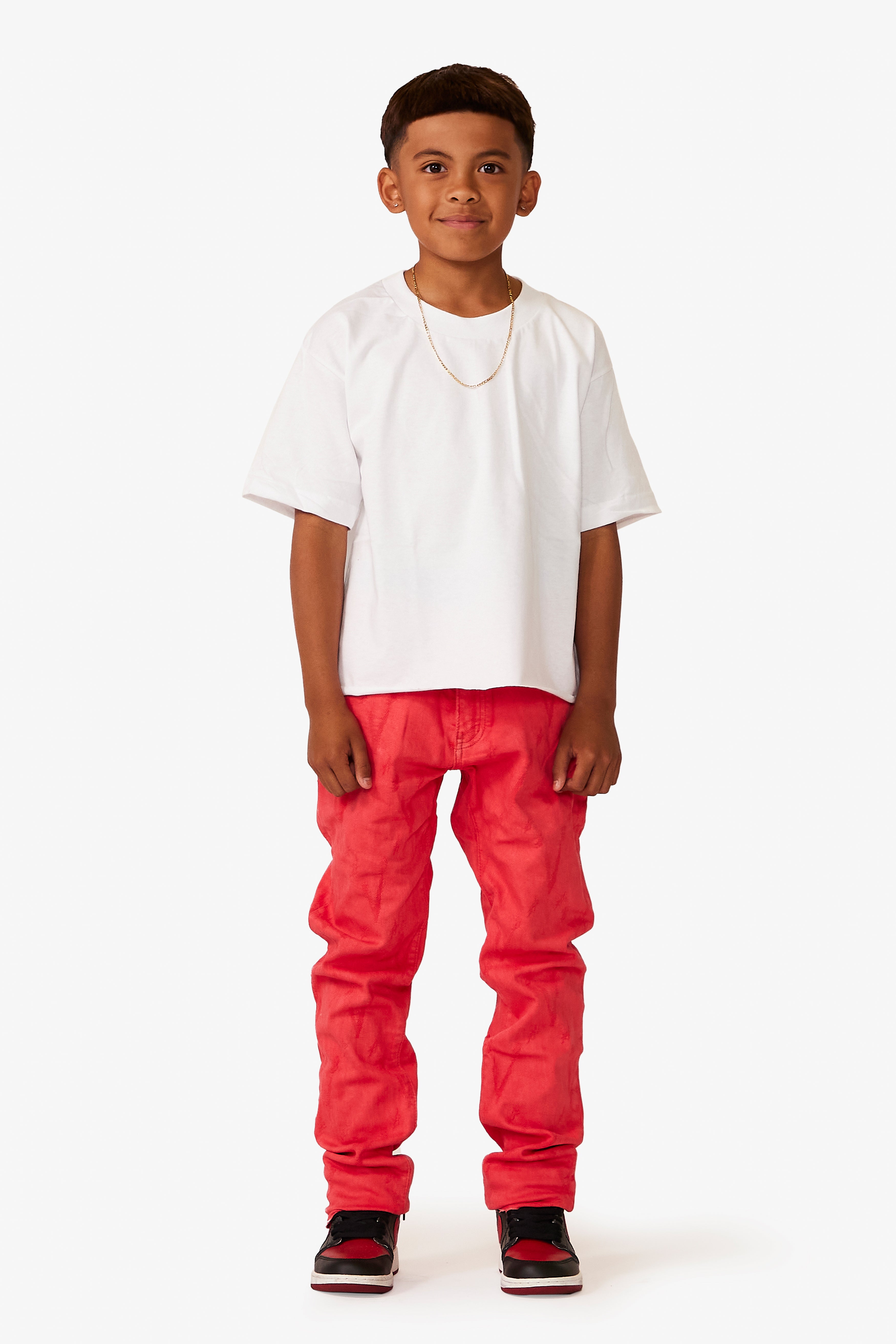 "APEX" PINK KIDS STACKED FLARE JEANS