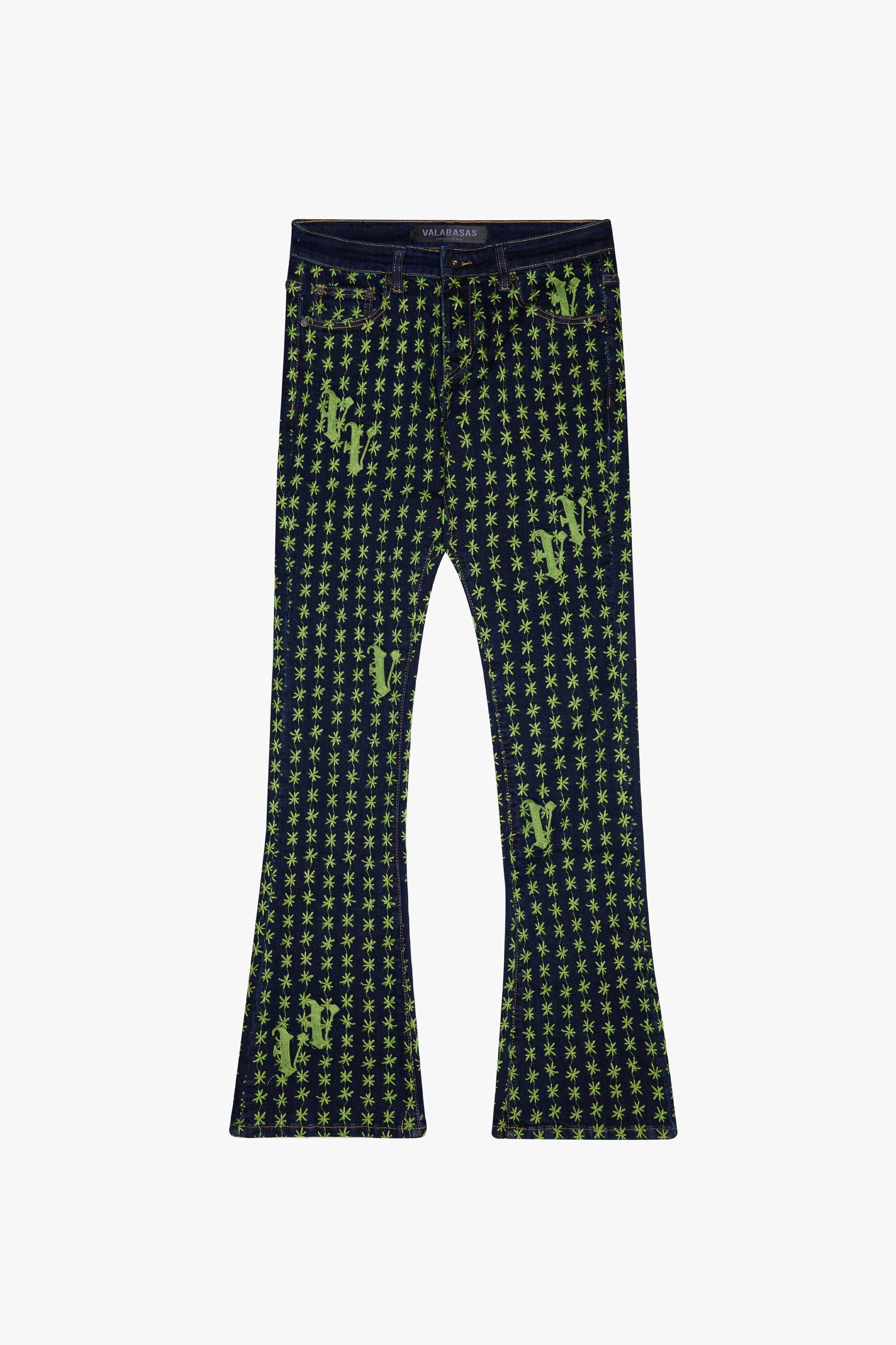 "ASTERISK" INDIGO/GREEN STACKED FLARE
