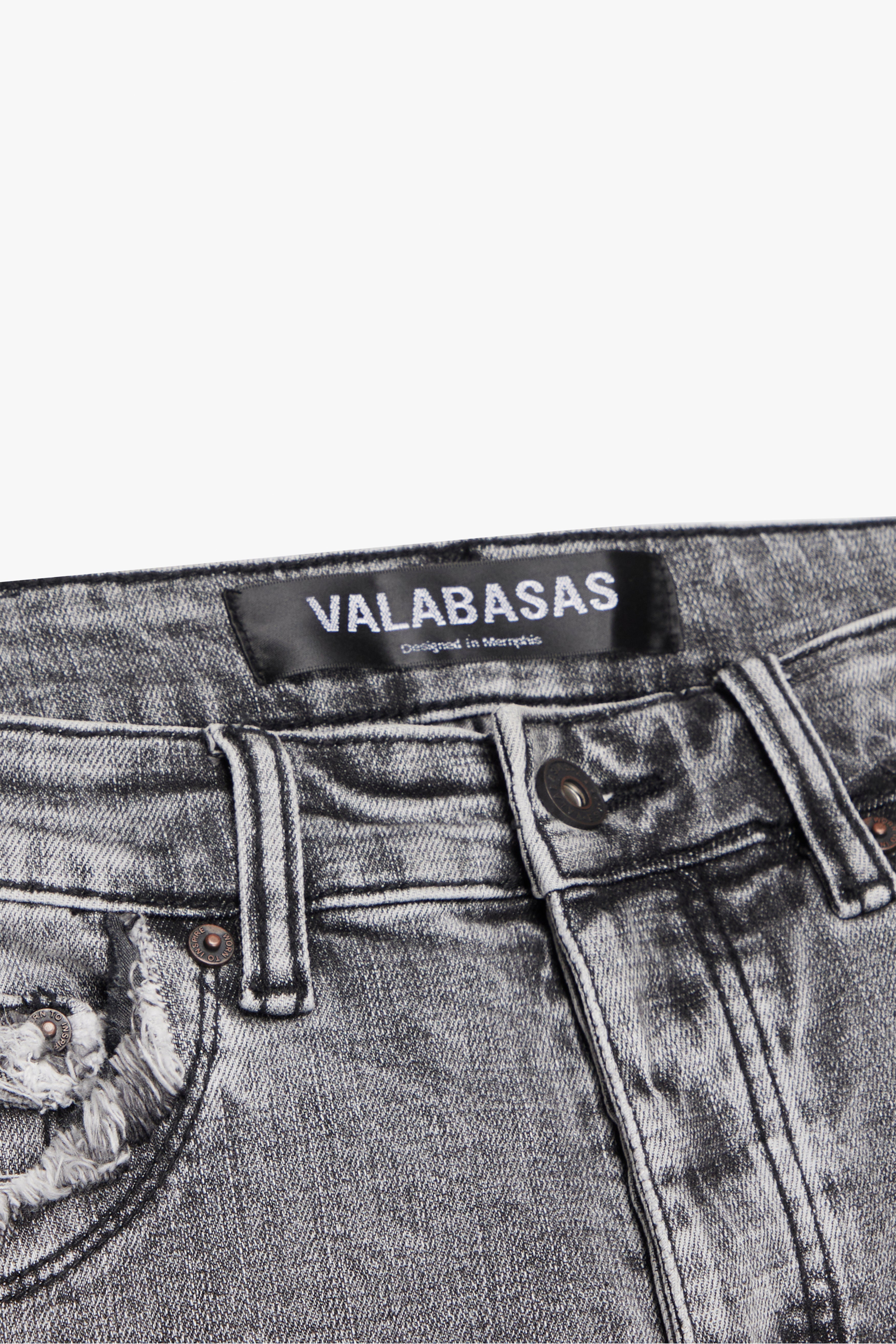 "SKYLINE" GRAY WASHED STACKED FLARE