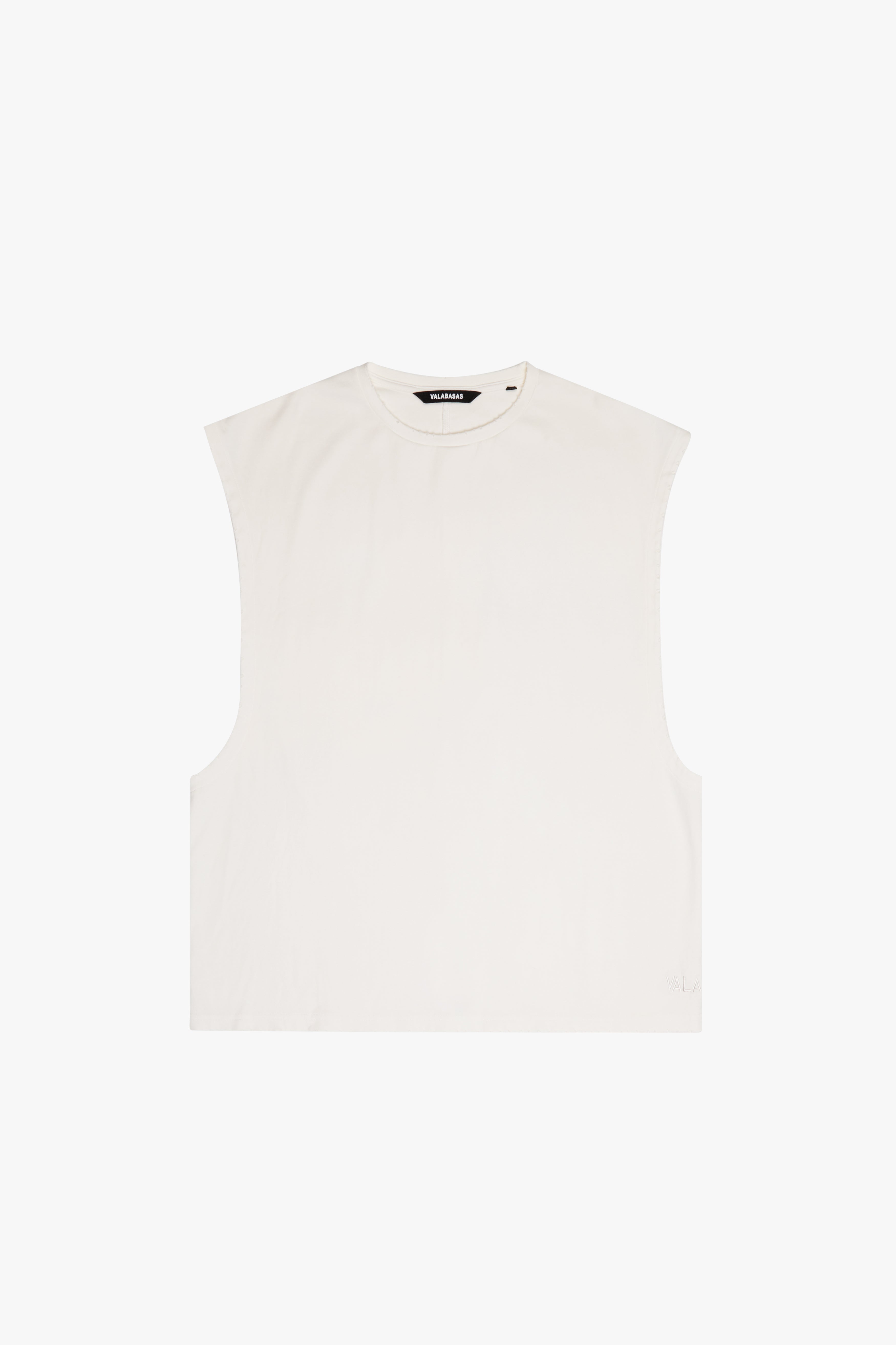 "SLICE" WHITE CUTOFF TEE